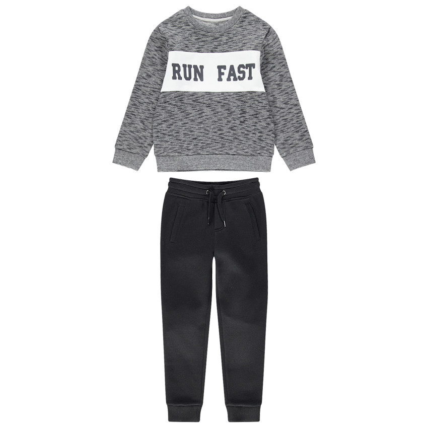 Jogging avec sweat twisté printé et pantalon en molleton uni 