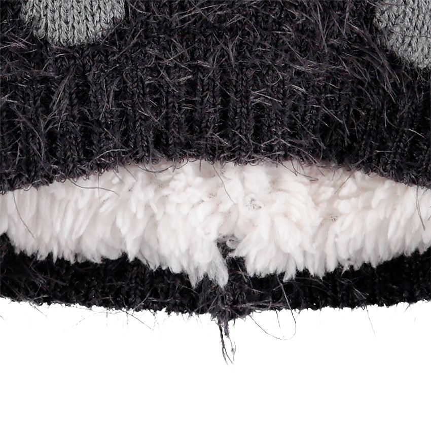 Bonnet péruvien en tricot doublé sherpa avec pois et pompons 