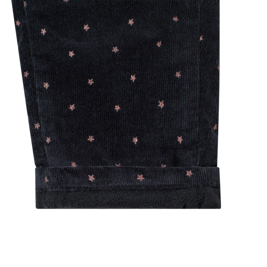 Pantalon en velours doublé polaire à imprimé graphique 