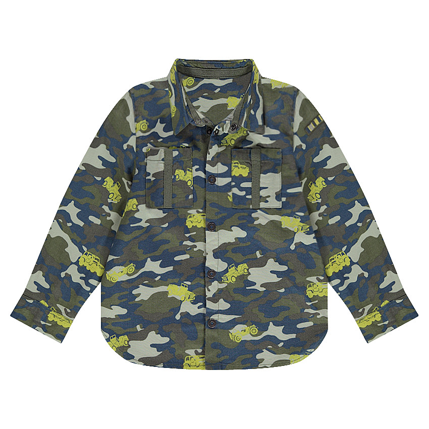 Chemise manches longues avec imprimé army et voitures 