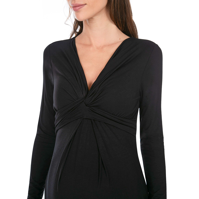 Robe de grossesse manches longues col V 