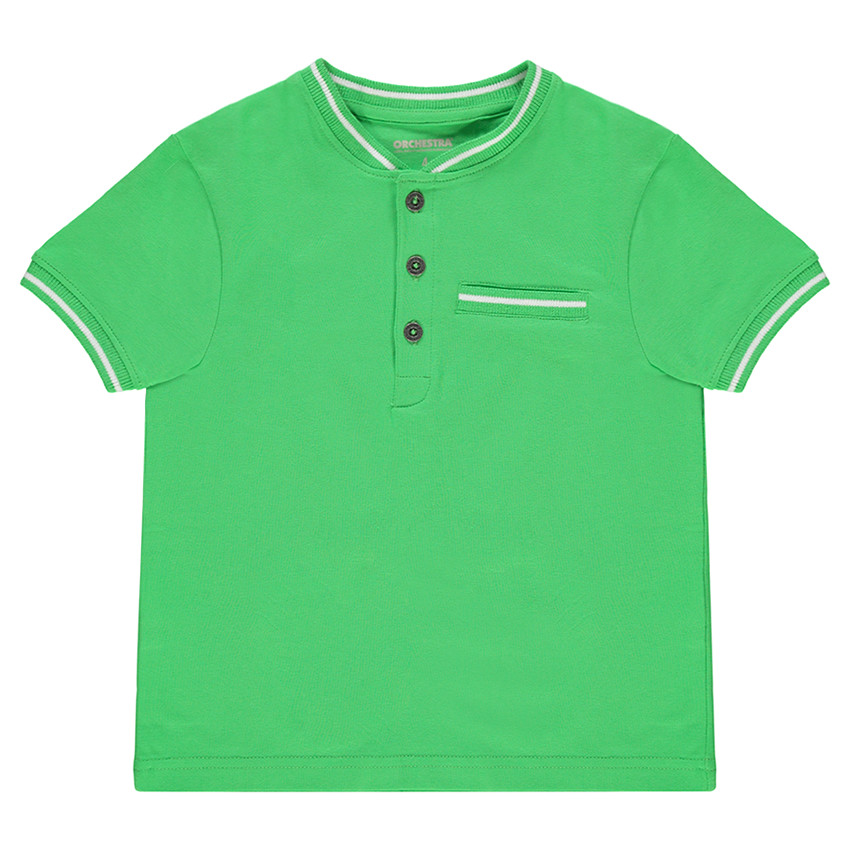 Polo manches courtes en coton avec détails en bord-côte 