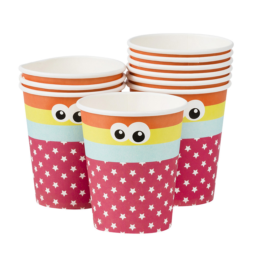 Lot de 10 Gobelets d'anniversaire en carton motif fantaisie 
