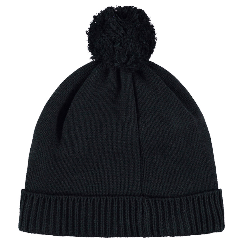 Bonnet en tricot avec pompon et patch Smiley en feutrine 