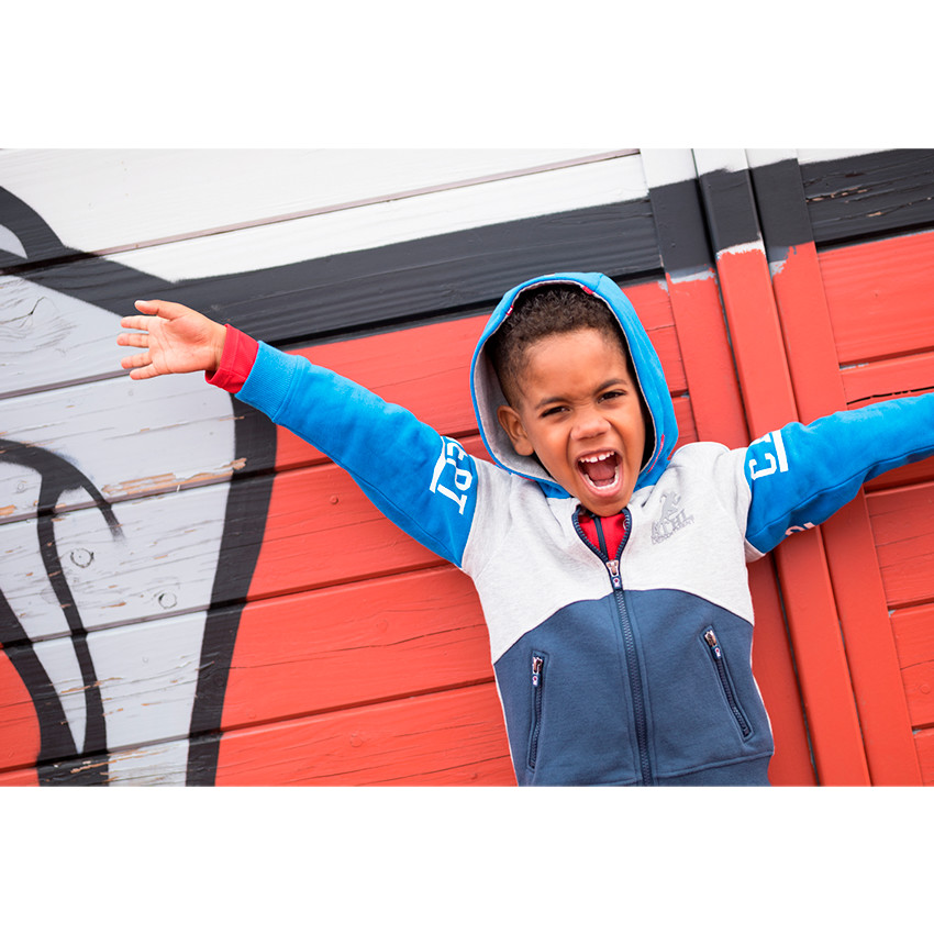 Gilet en molleton à capuche avec prints et poches zippées 