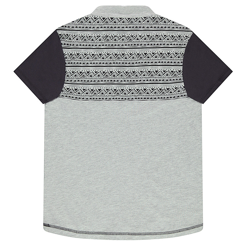 Junior - Polo manches courtes en jersey avec motif ethnique placé 