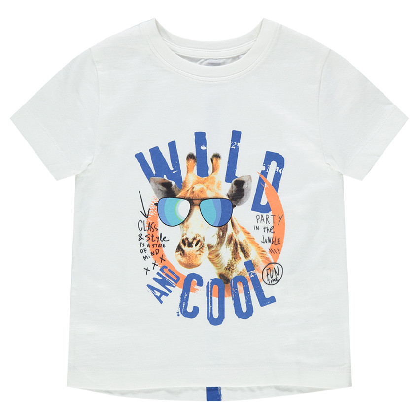 Tee-shirt manches courtes avec girafe printée 