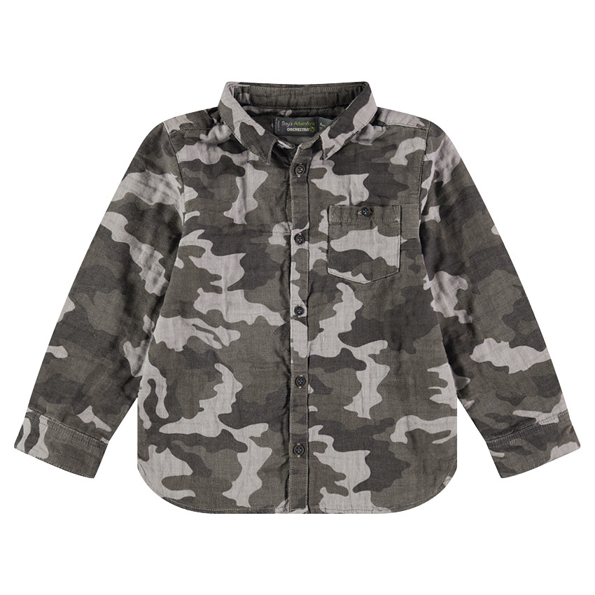 Chemise manches longues motif army avec poche 