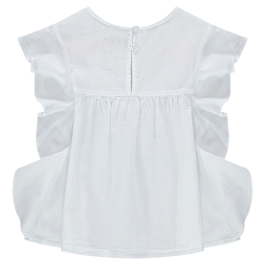 Tunique manches courtes volantée avec motifs brodés 