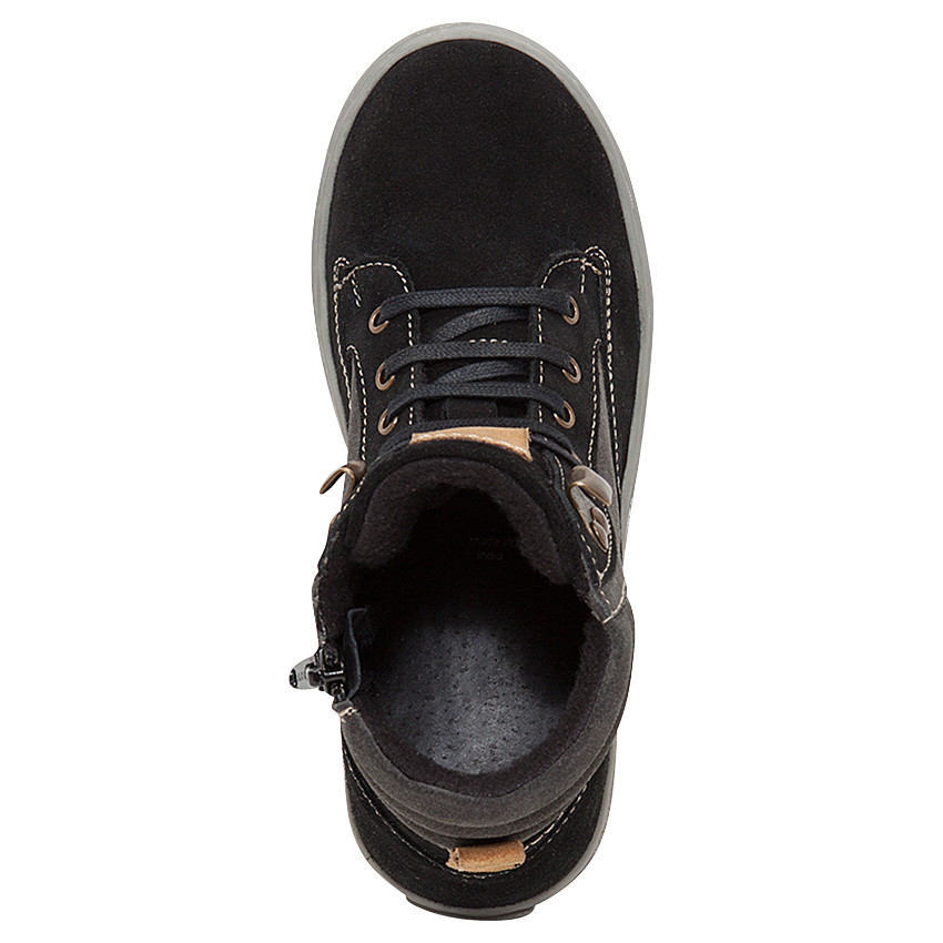 Bottillons en cuir suédé à lacets et zip 