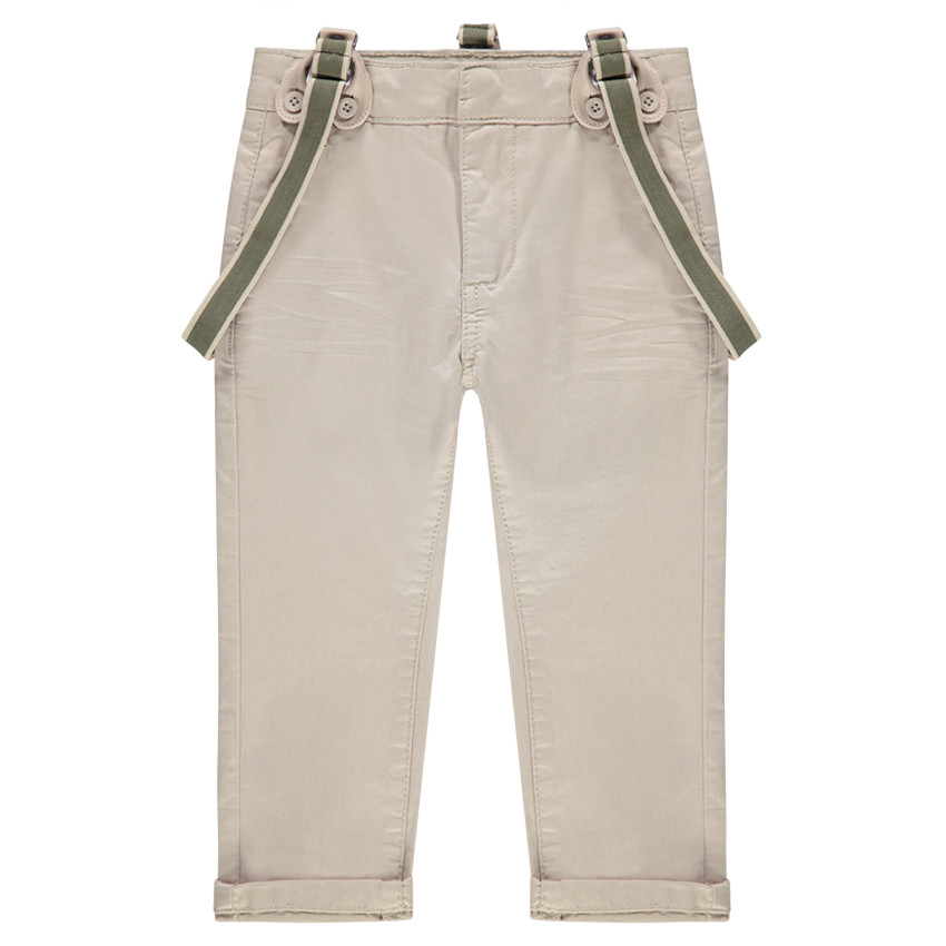 Pantalon de cérémonie en satin de coton uni à bretelles amovibles 