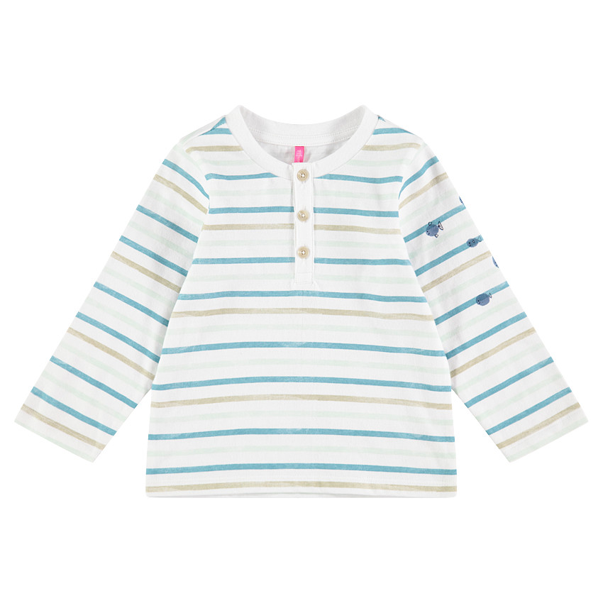 Tee-shirt manches longues en jersey avec rayures contrastées 