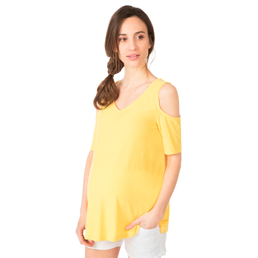 Tee-shirt de grossesse manches courtes à épaules dénudées 