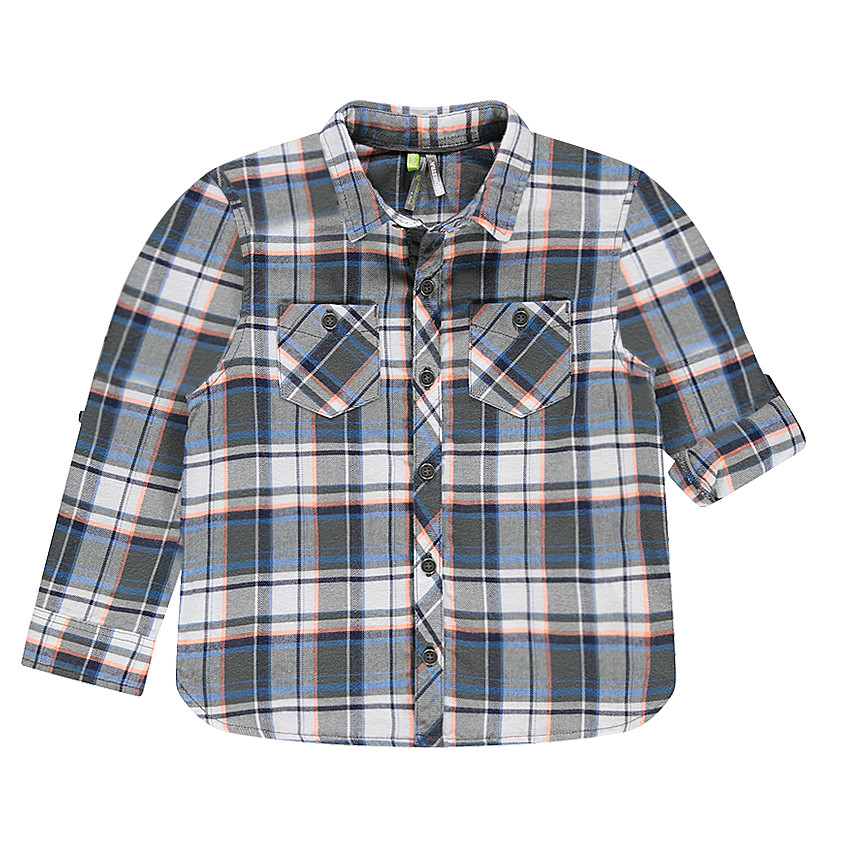 Chemise manches longues à carreaux et poches 