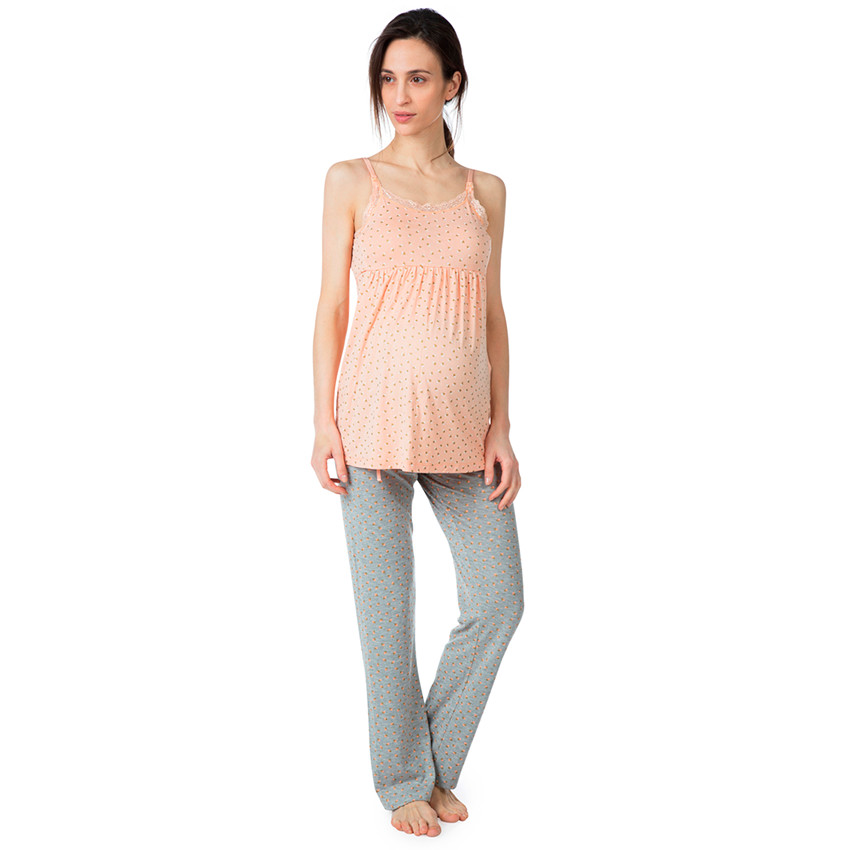 Pantalon de grossesse homewear avec imprimé all-over et bandeau haut 