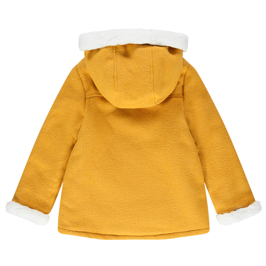 Manteau en drap de laine doublé sherpa à poches 