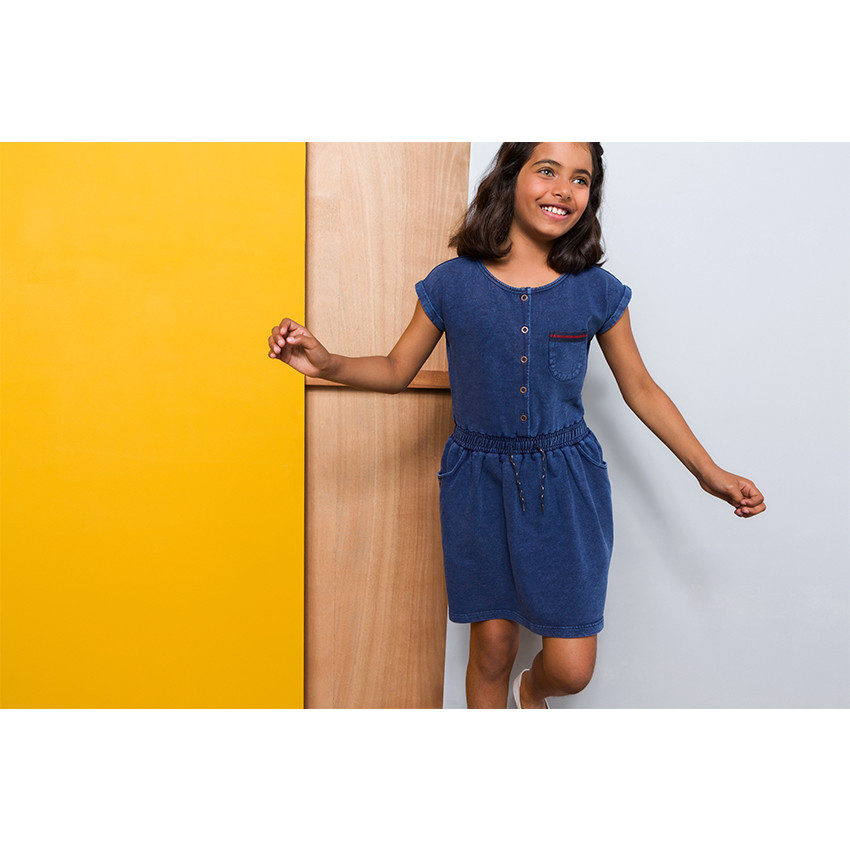 Junior - Robe manches courtes en molleton slub  