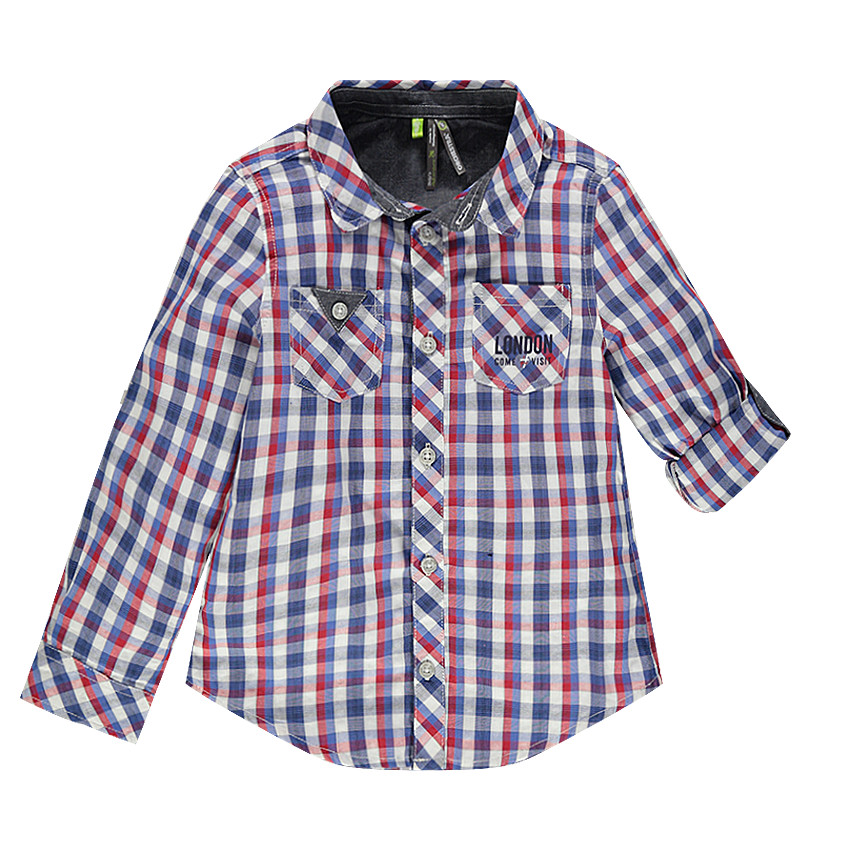 Chemise manches longues à carreaux avec 2 poches 