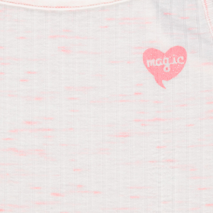 Débardeur côtelé en jersey slub avec coeur pailleté printé 