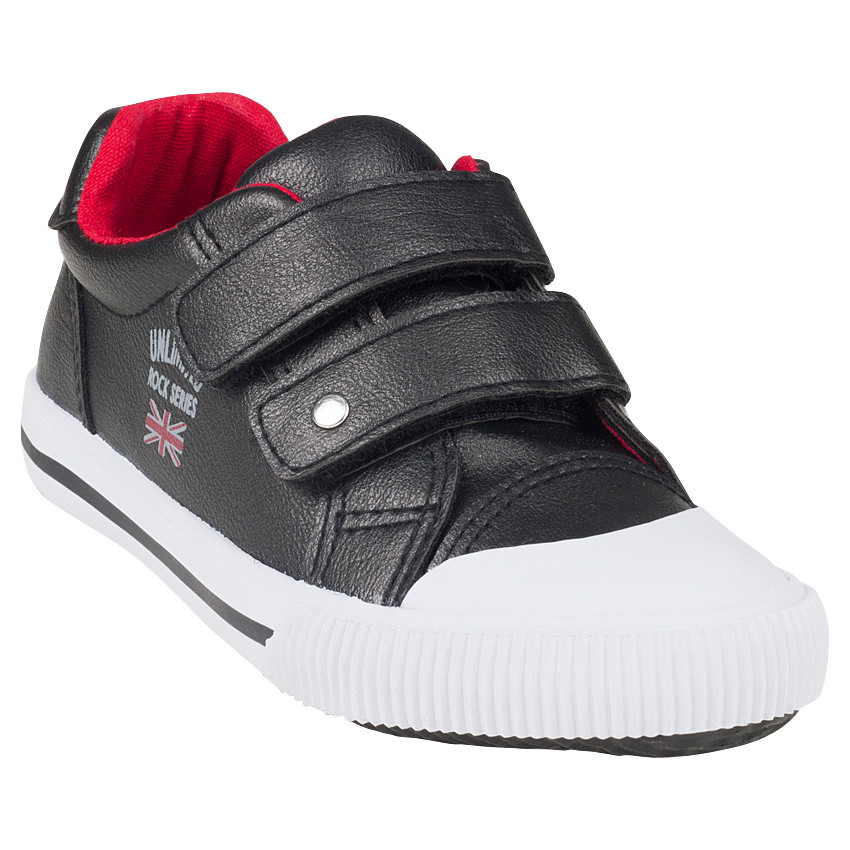 Baskets basses aspect cuir à scratchs print drapeau 