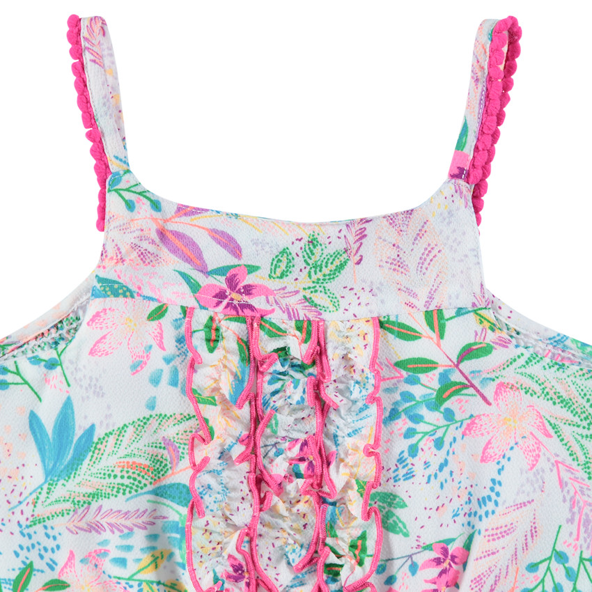 Combishort à fleurs all-over et froufrous 