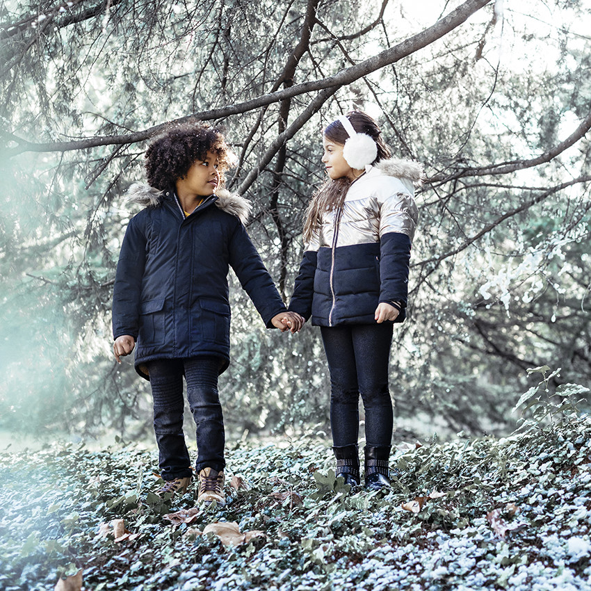 Doudoune à capuche doublée sherpa à bande effet métallisé 