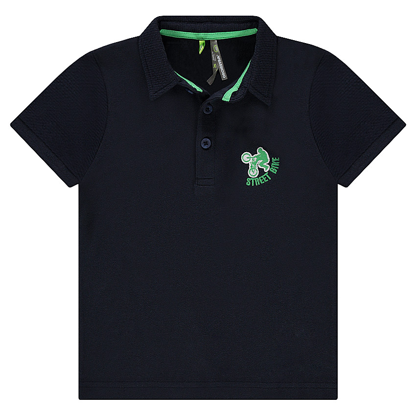 Polo manches courtes en piqué de coton avec logo brodé 