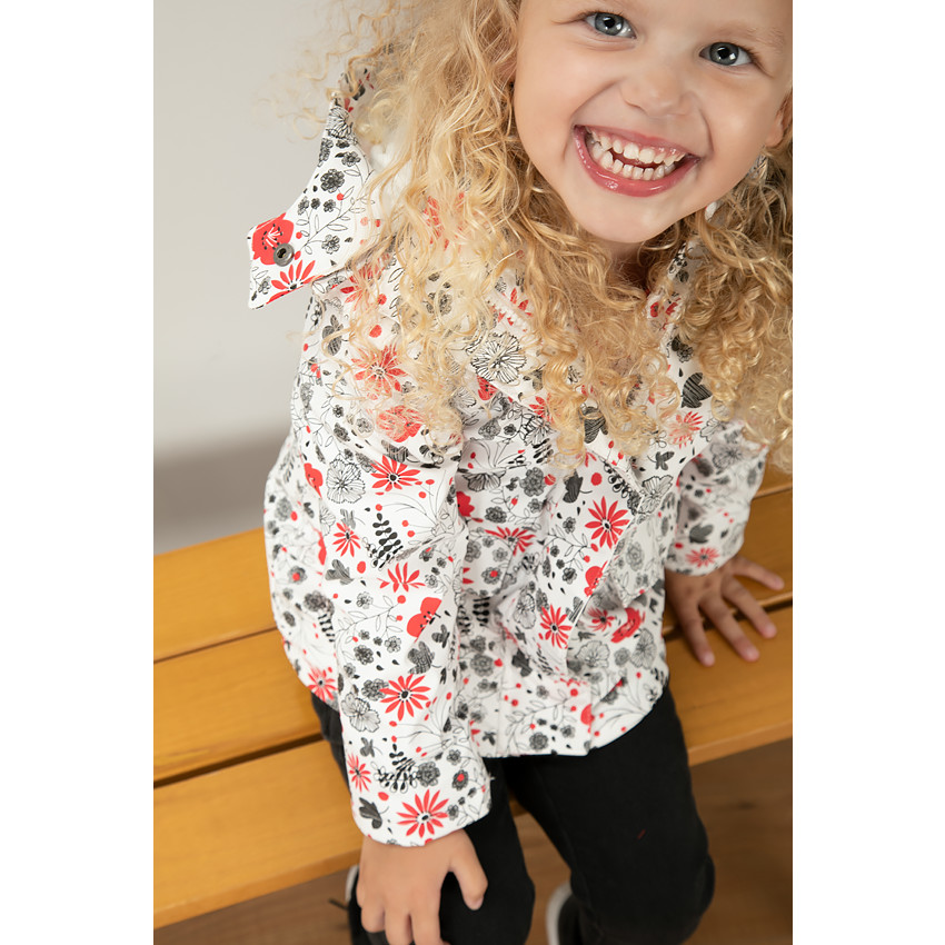 Parka en gomme imprimée fleurs all-over doublée sherpa fine 