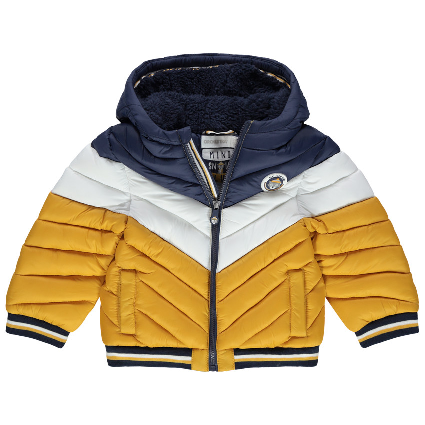 Doudoune matelassée tricolore à  capuche 