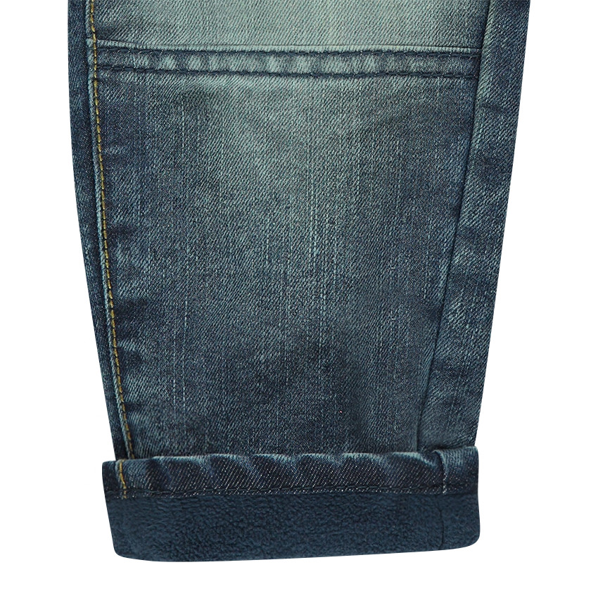 Jeans droit effet used doublé micropolaire 