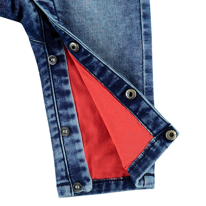 Saalopette longue en jeans effet used doublée jersey 