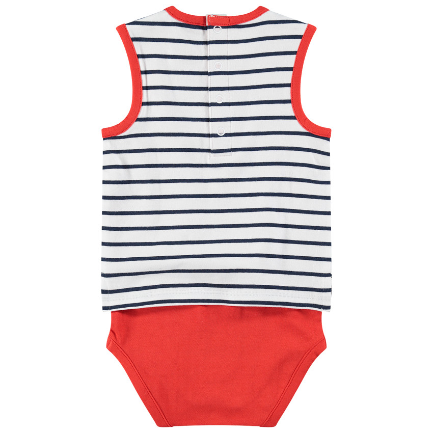 Body sans manches effet 2 en 1 avec rayures et poche plaquée en chambray 
