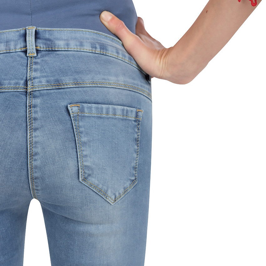 Jeans de grossesse effet used avec broderies florales 