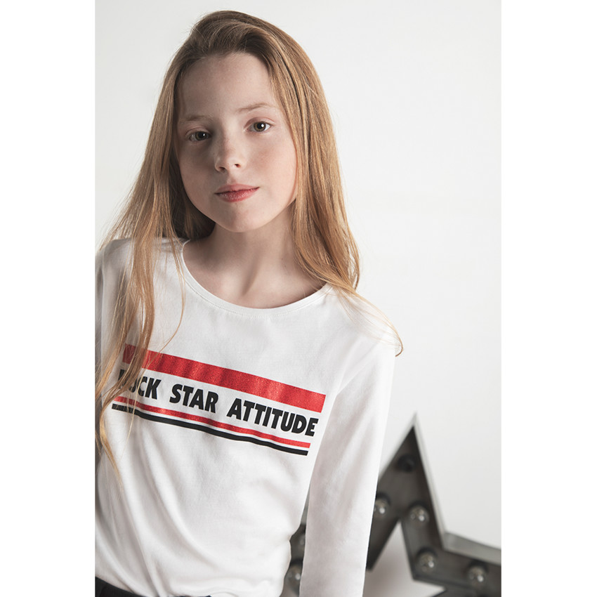 Junior - Tee-shirt manches longues en jersey avec message printé 