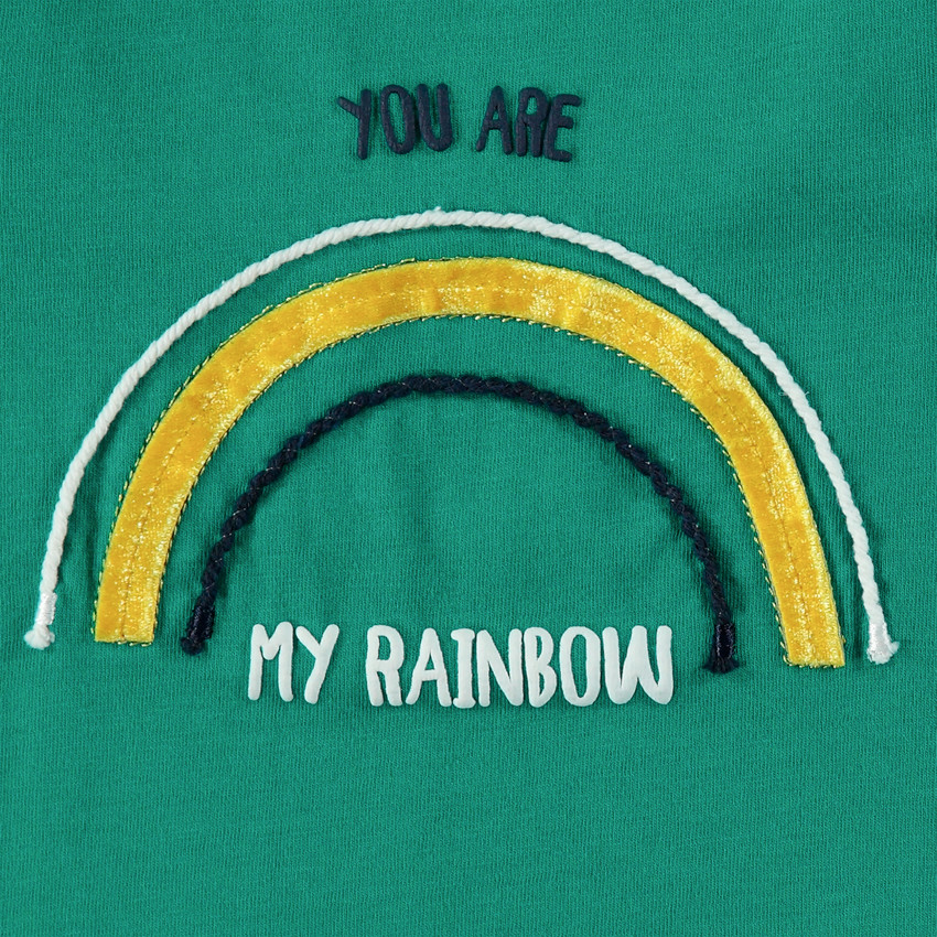 Tee-shirt manches longues en jersey avec arc-en-ciel et message au dos 