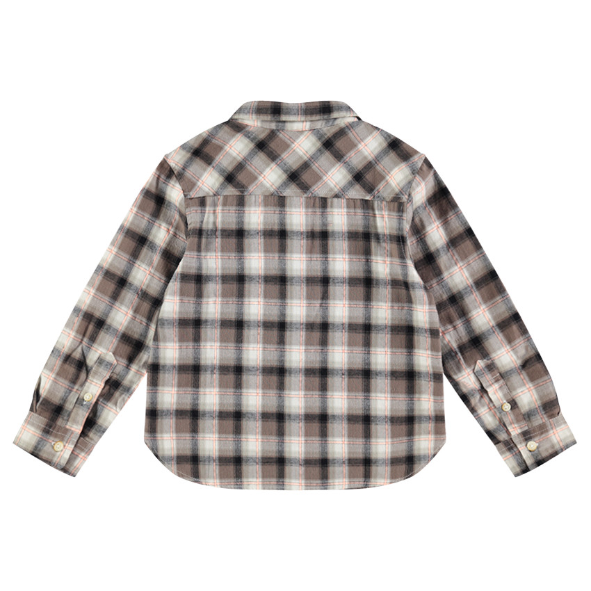 Chemise manches longues à carreaux avec étiquette fantaisie 