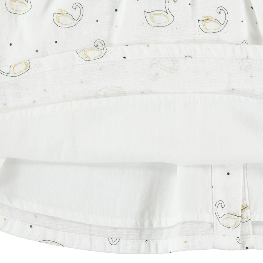 Ensemble avec robe imprimée cygnes et bloomer à noeud dorés 