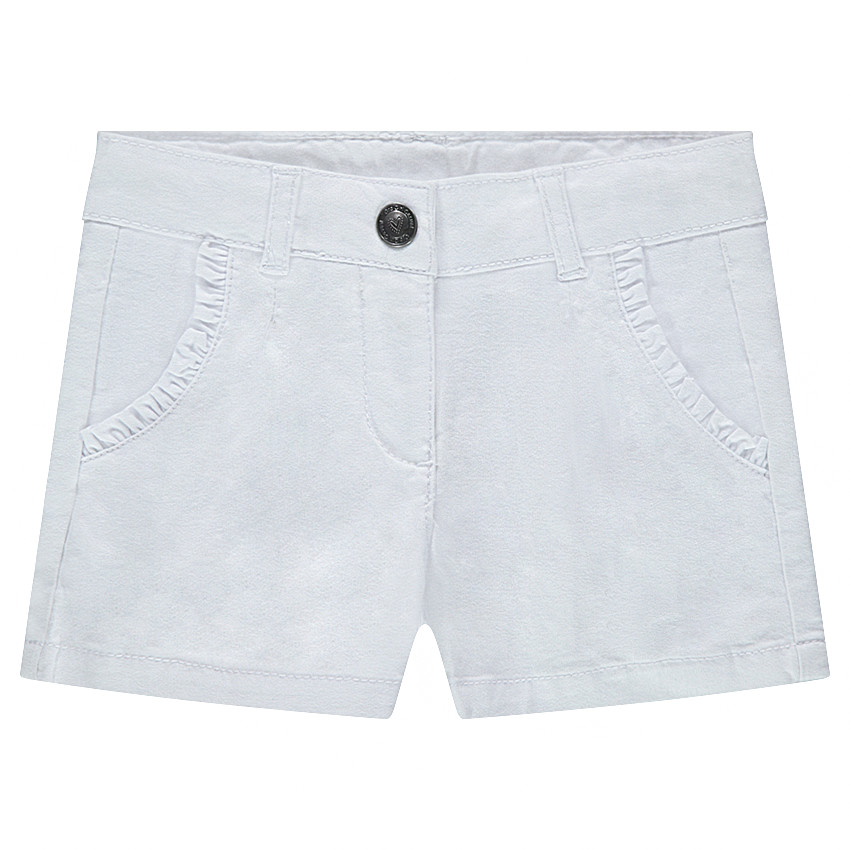 Short en twill avec volants sur les poches 
