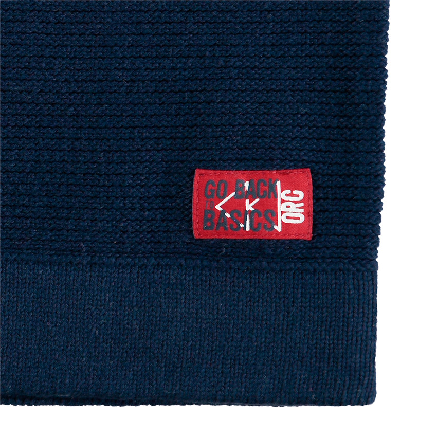 Pull en tricot avec bandes contrastées en jacquard 