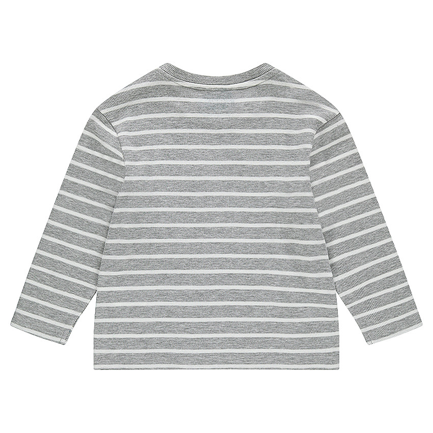 Tee-shirt manches longues en jersey fantaisie rayé avec poche 