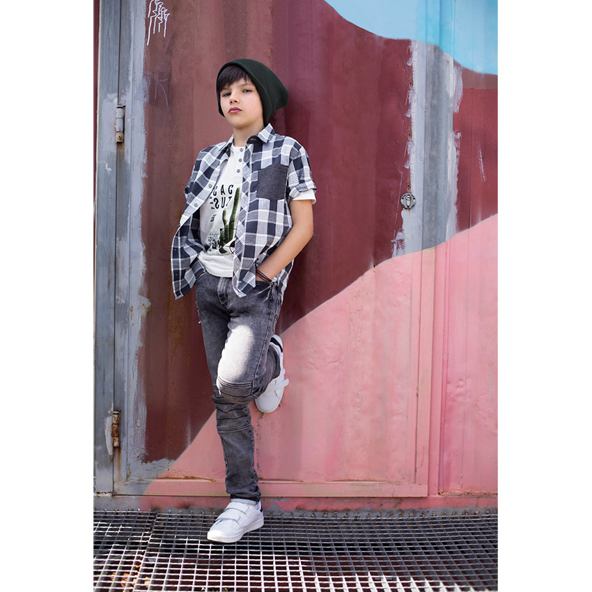 Junior - Jeans en denim like avec découpes sur les genoux 