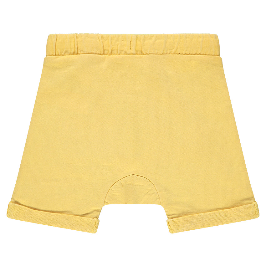 Bermuda en molleton uni avec poche kangourou et inscription brodée 