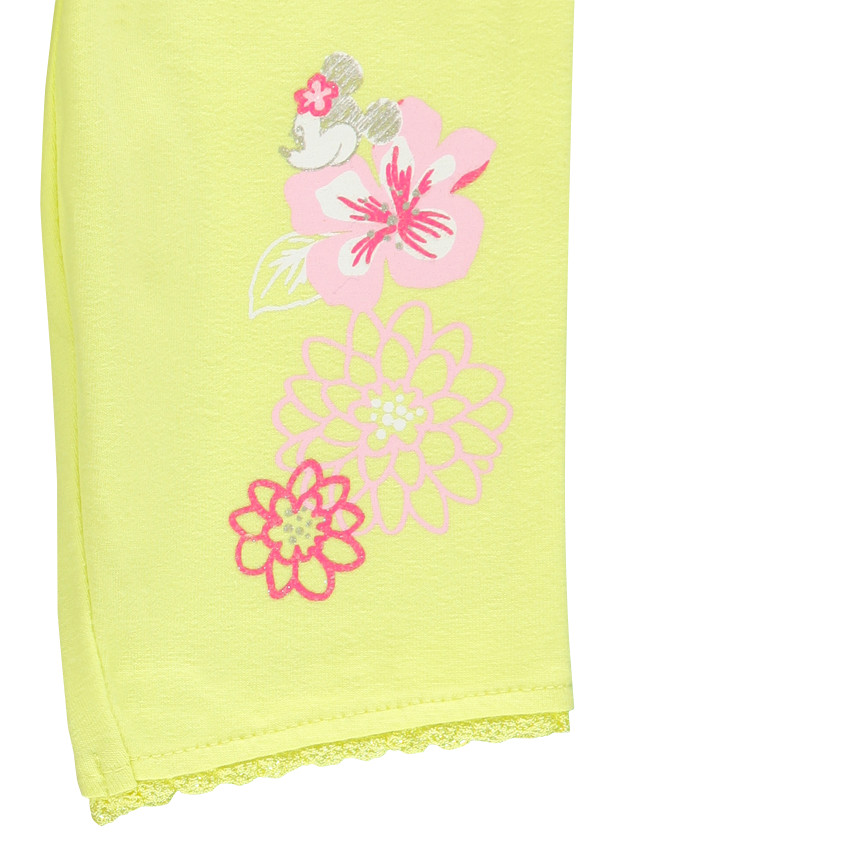Legging jaune avec print fleurs et Minnie Disney 