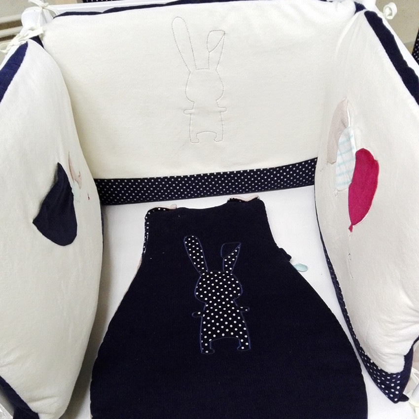 Tour de lit en velours - Beige/Bleu 