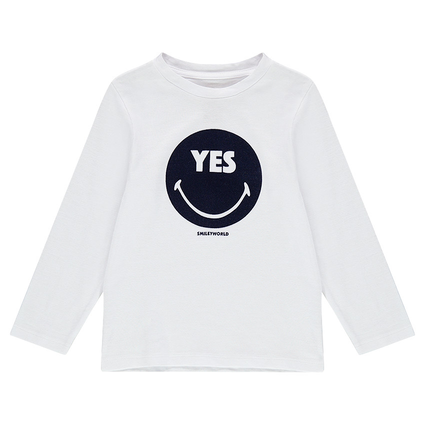 Tee-shirt manches longues en jersey avec Smiley en velours 
