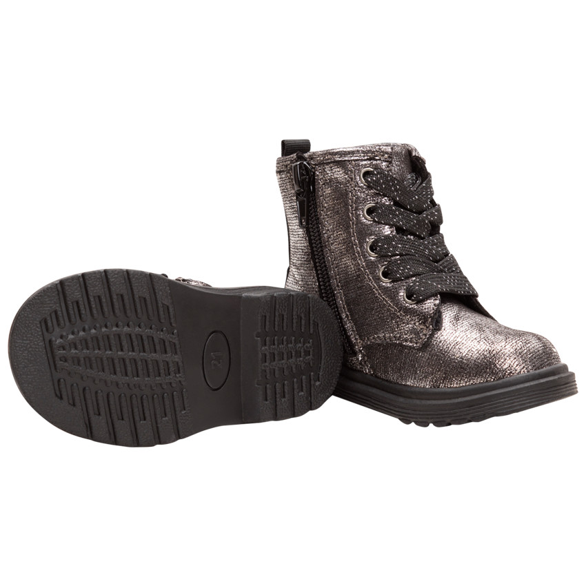 Bottillons argentés à lacets et zip du 28 au 35 