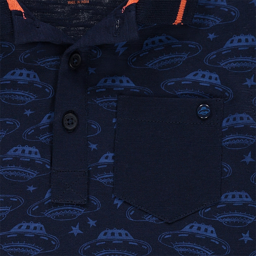 Polo manches longues avec soucoupes volantes all-over 