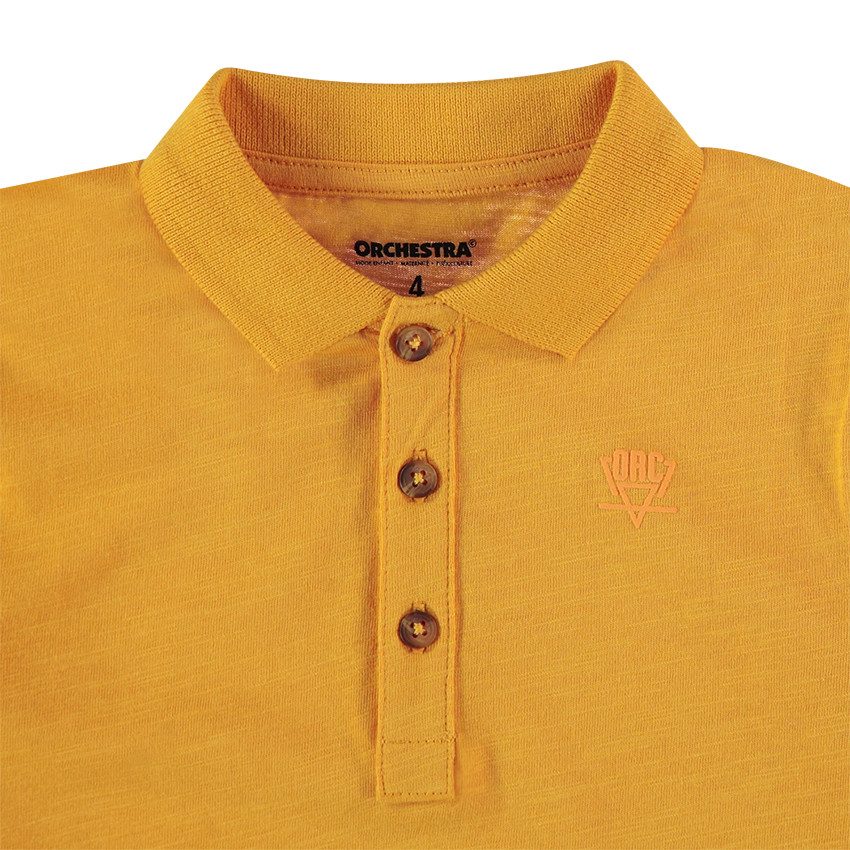 Polo manches longues en jersey slub avec logo printé 