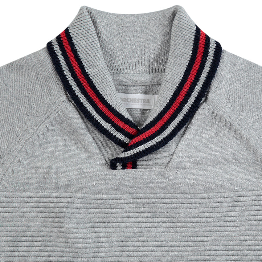 Pull en tricot avec col châle et poche kangourou 