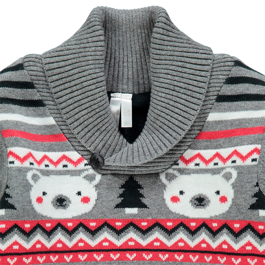 Pull en tricot esprit Noël à col châle  